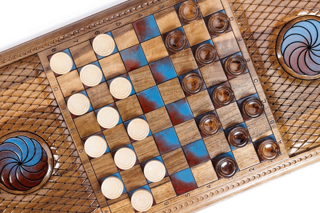 Handmade Walnut Backgammon Set with Oil Painting, 60 cm - photo 9