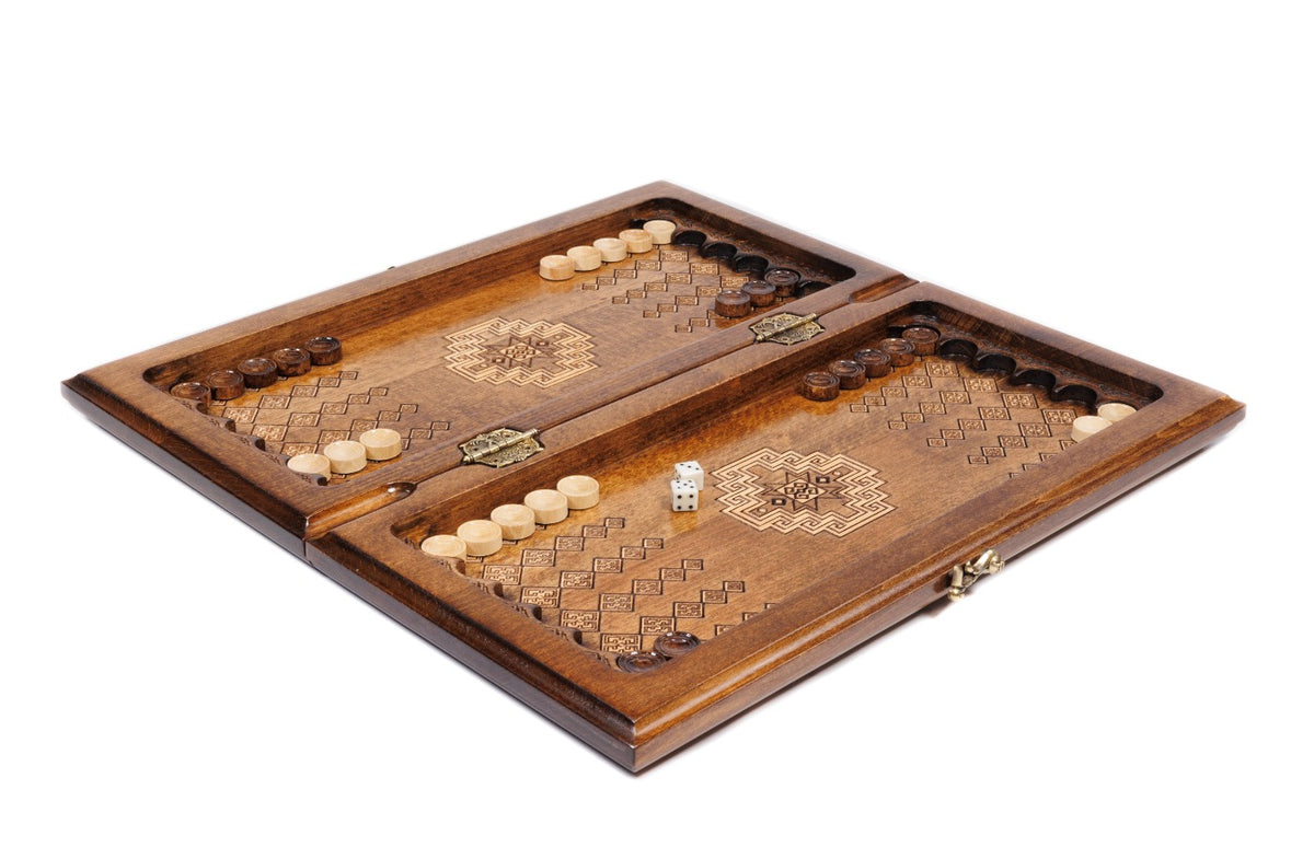 Handmade Wooden Chess and Backgammon Set with Carpet Pattern, 40 cm - photo 3