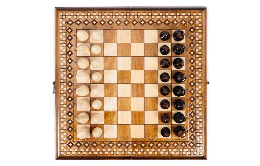 Handmade Wooden Chess and Backgammon Set with Carpet Pattern, 40 cm - photo 5