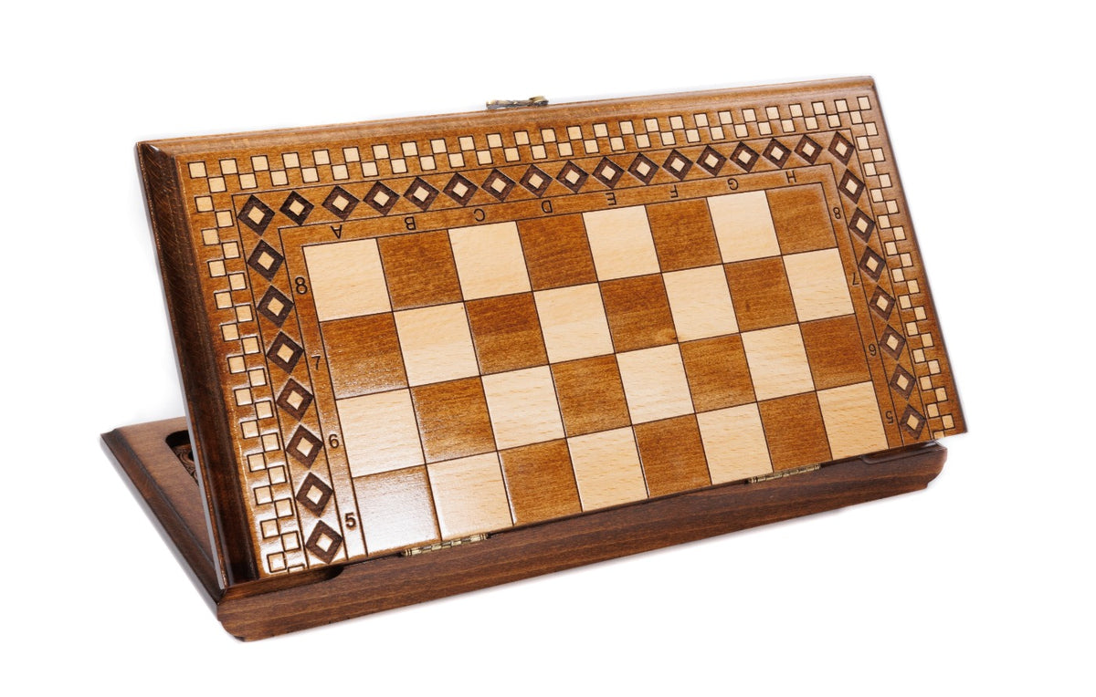 Handmade Wooden Chess and Backgammon Set with Carpet Pattern, 40 cm - photo 4