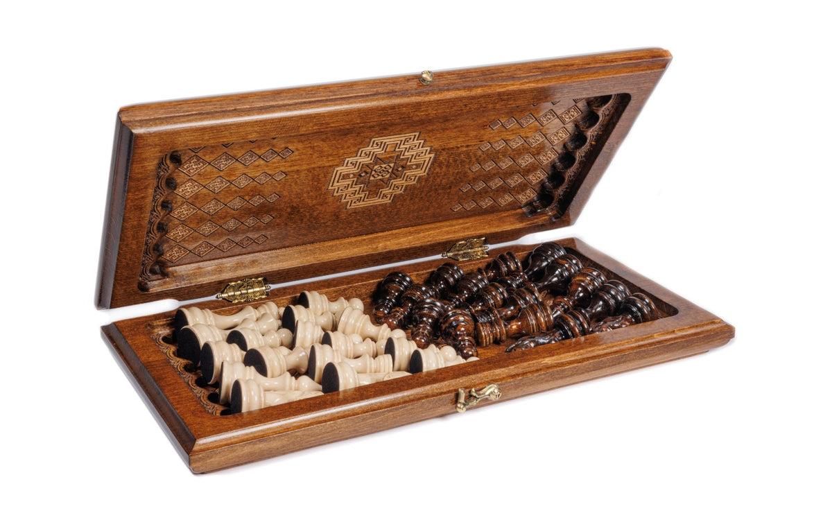 Handmade Wooden Chess and Backgammon Set with Carpet Pattern, 40 cm - photo 9