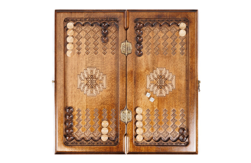 Handmade Wooden Chess and Backgammon Set with Carpet Pattern, 40 cm - photo 8