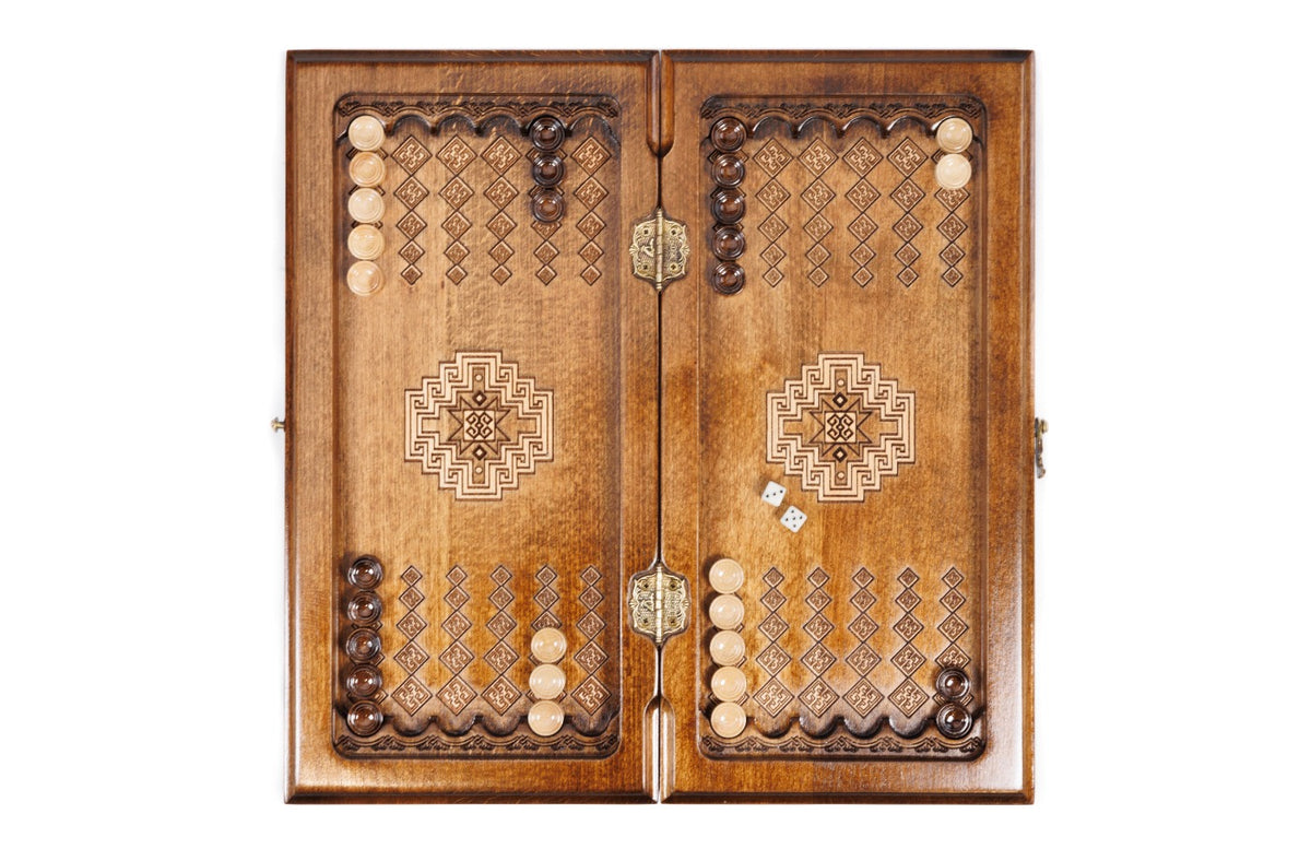 Handmade Wooden Chess and Backgammon Set with Carpet Pattern, 40 cm - photo 8