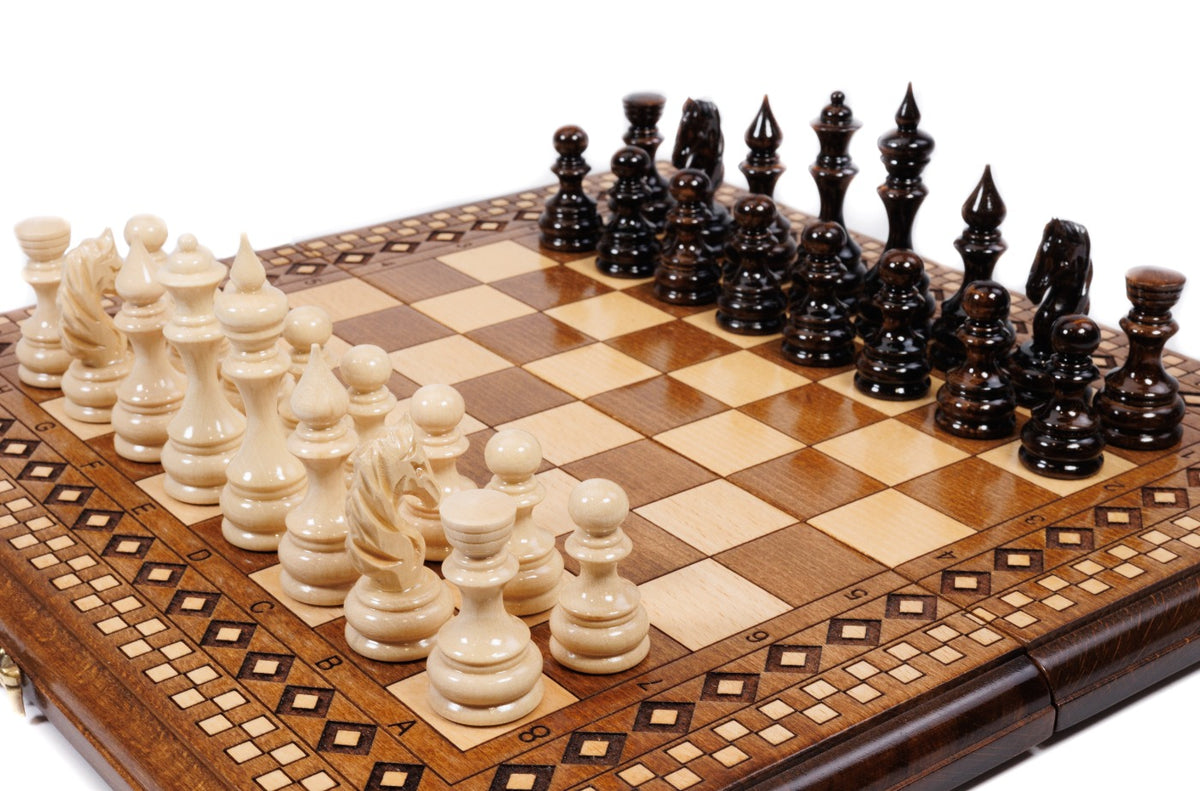 Handmade Wooden Chess and Backgammon Set with Carpet Pattern, 40 cm - photo 2