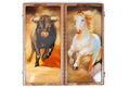 Handmade Walnut Backgammon Set with Oil Painting, 60 cm (Model 12660)