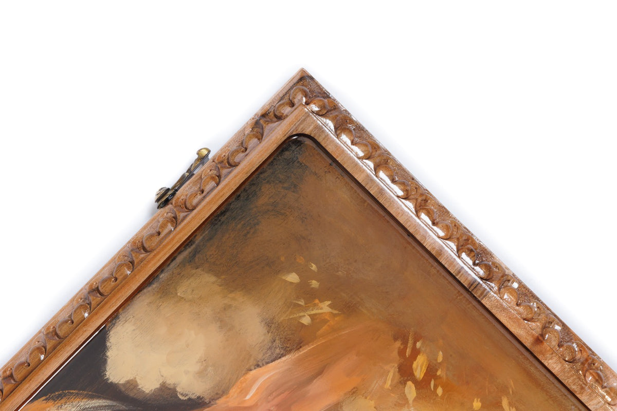 Handmade Walnut Backgammon Set with Oil Painting, 60 cm - photo 7
