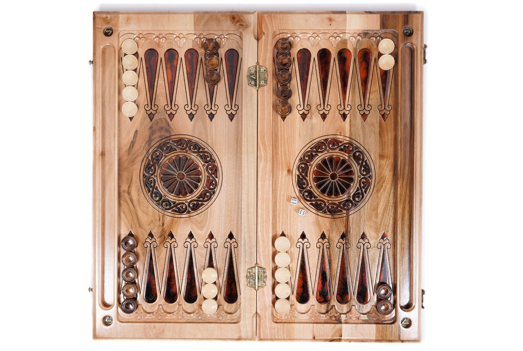 Handmade Walnut Backgammon Set with Oil Painting, 60 cm - photo 6