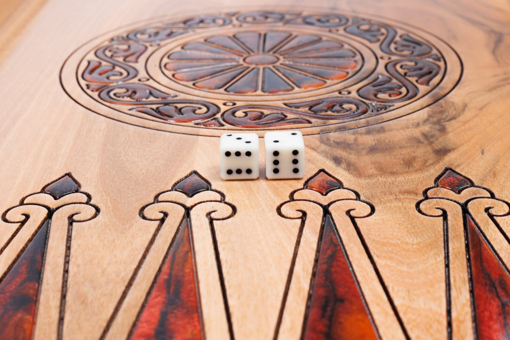 Handmade Walnut Backgammon Set with Oil Painting, 60 cm - photo 12