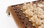 Handmade Walnut Square Chess Set with Bronze Legs, 40 cm - photo 5