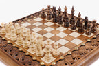 Handmade Walnut Square Chess Set with Bronze Legs, 40 cm - photo 2
