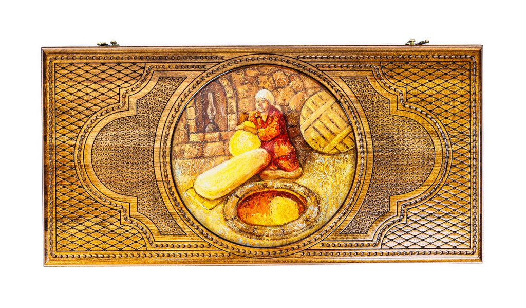 Handmade Wooden Backgammon Set with Oil Painting, 60 cm - photo 5