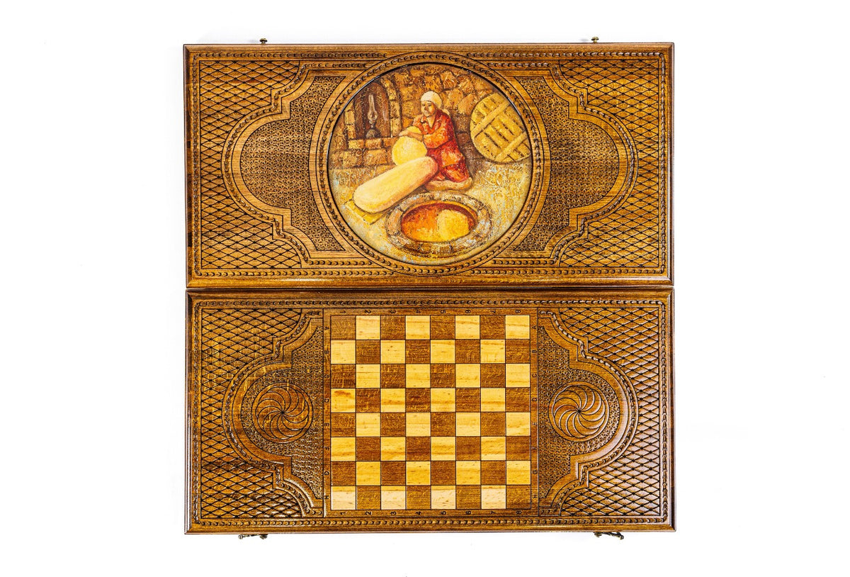Handmade Wooden Backgammon Set with Oil Painting, 60 cm - photo 9