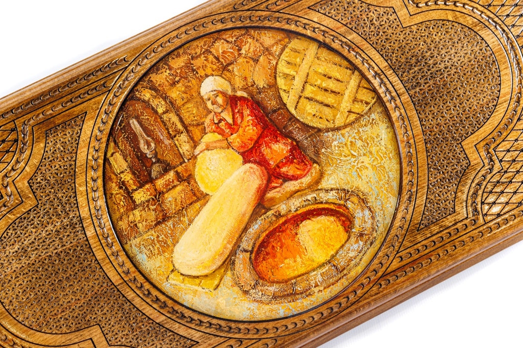 Handmade Wooden Backgammon Set with Oil Painting, 60 cm - photo 2