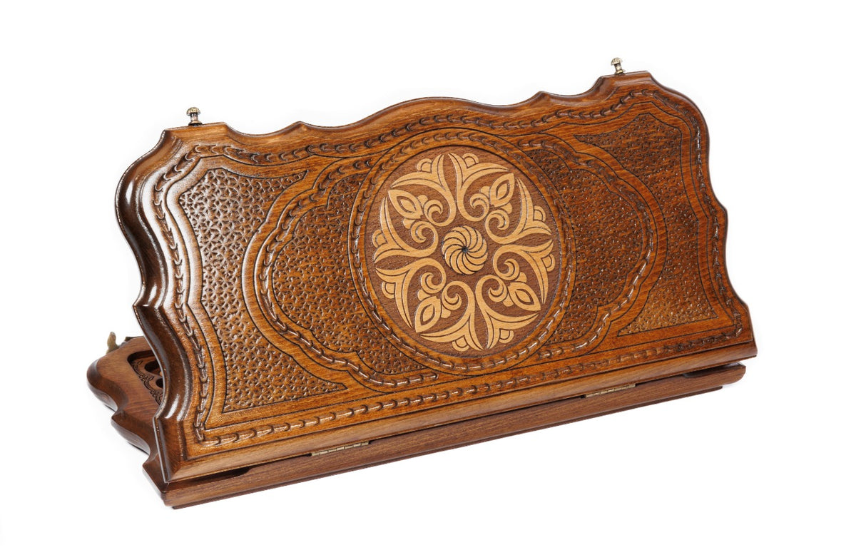 Handmade Wooden Backgammon Set with Armenian Ornament, 40 cm