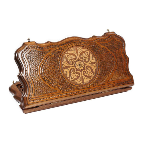 Backgammon Set with Armenian Ornament, 40 cm – handmade wooden nardi board by Hrachya Ohanyan