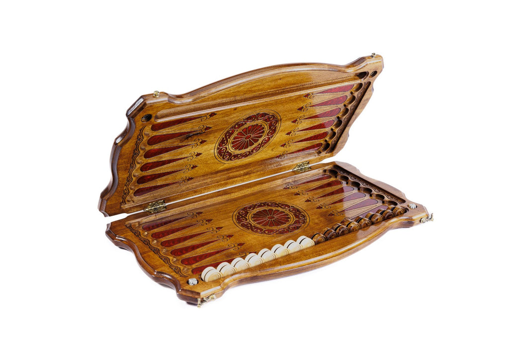 Handmade Walnut Backgammon Set with Lion Oil Painting, 60 cm - photo 7