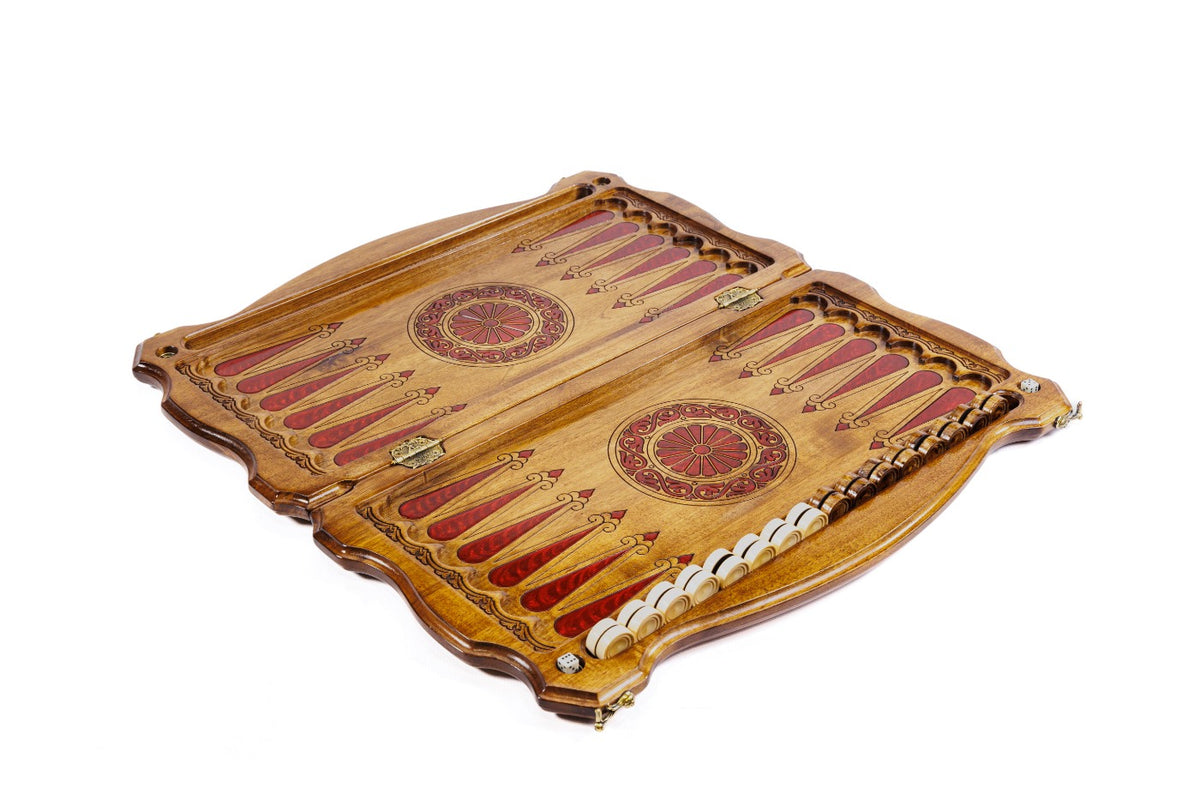 Handmade Walnut Backgammon Set with Lion Oil Painting, 60 cm - photo 3