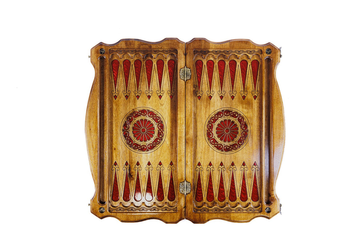 Handmade Walnut Backgammon Set with Lion Oil Painting, 60 cm - photo 8