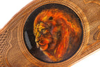 Handmade Walnut Backgammon Set with Lion Oil Painting, 60 cm - photo 2