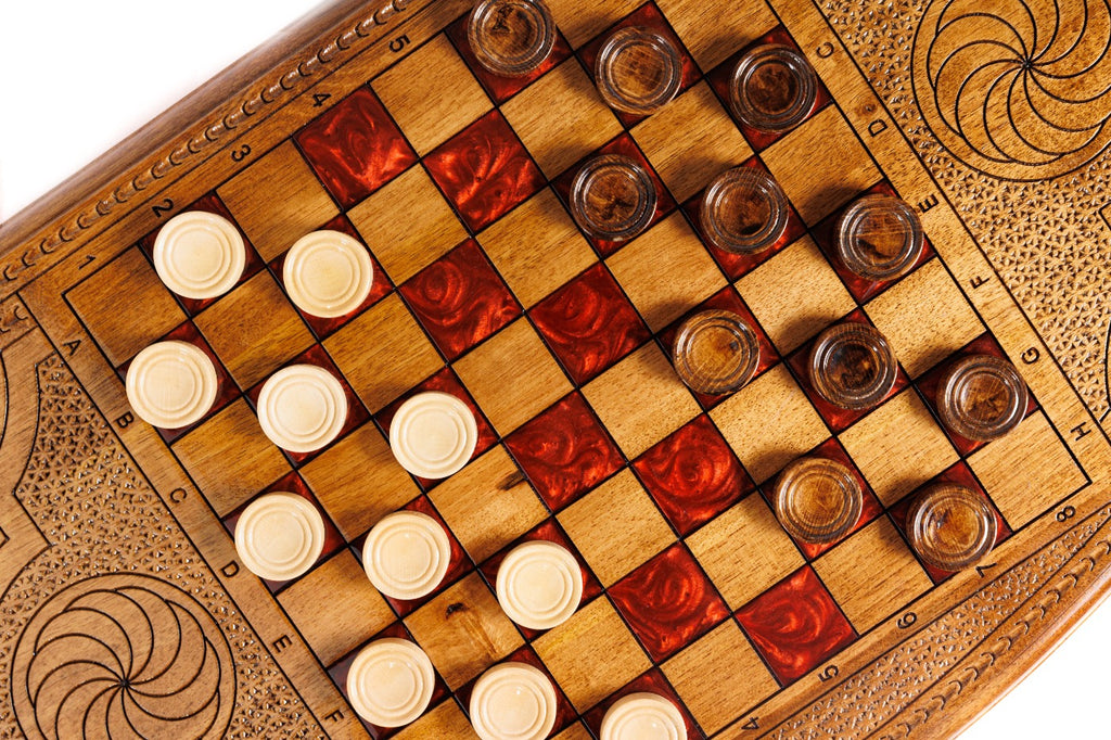 Handmade Walnut Backgammon Set with Lion Oil Painting, 60 cm - photo 10