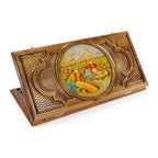 Handmade Walnut Backgammon Set with Oil Painting, 60 cm (Model 12203 Tandir)