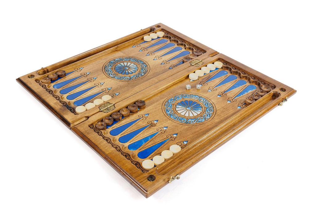 Handmade Walnut Backgammon Set with Oil Painting, 60 cm - photo 3