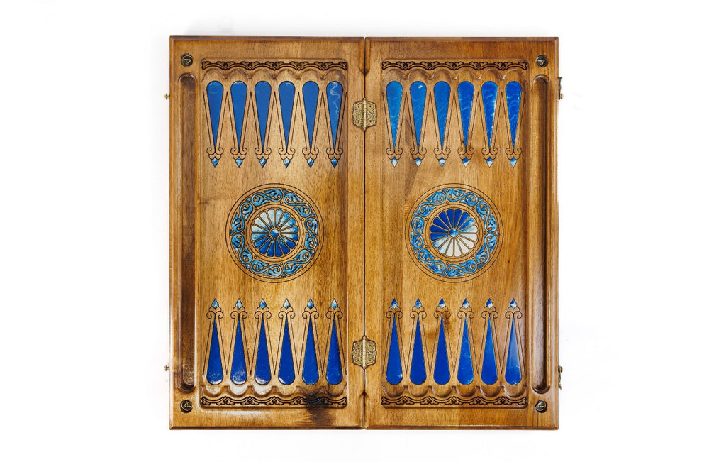 Handmade Walnut Backgammon Set with Oil Painting, 60 cm - photo 8