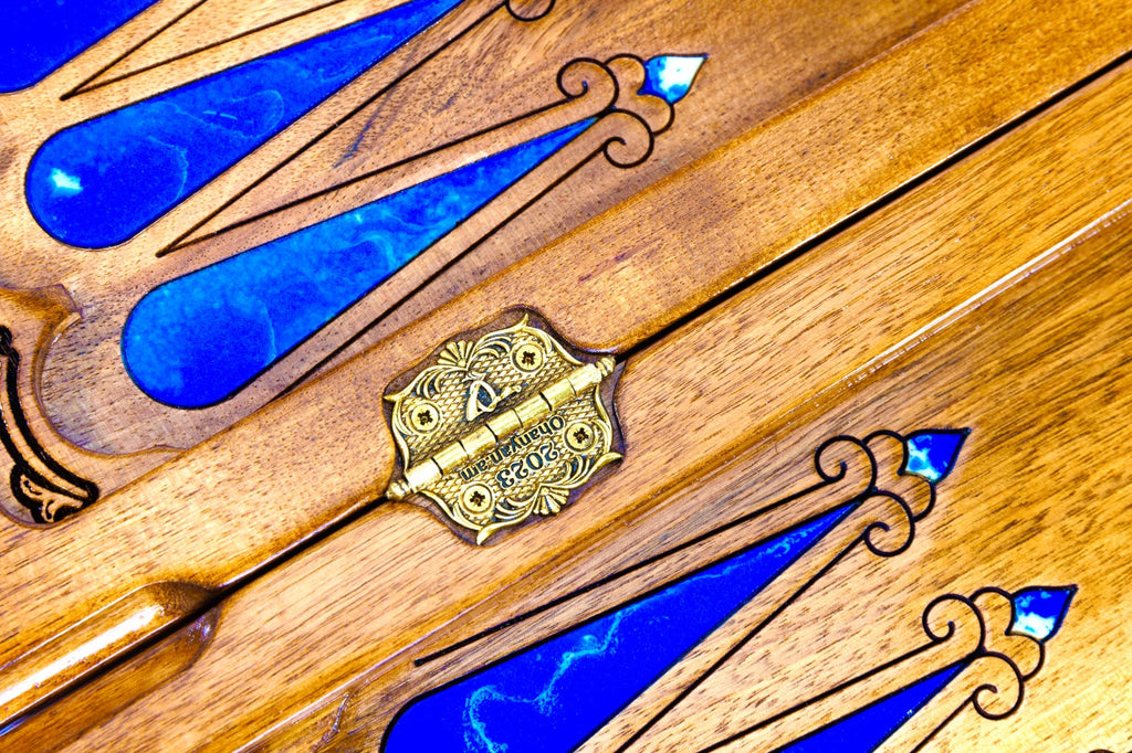 Handmade Walnut Backgammon Set with Oil Painting, 60 cm - photo 10