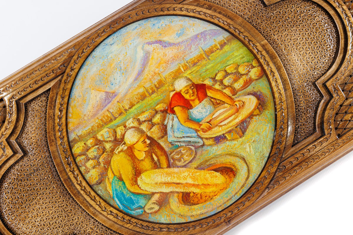 Handmade Walnut Backgammon Set with Oil Painting, 60 cm - photo 2