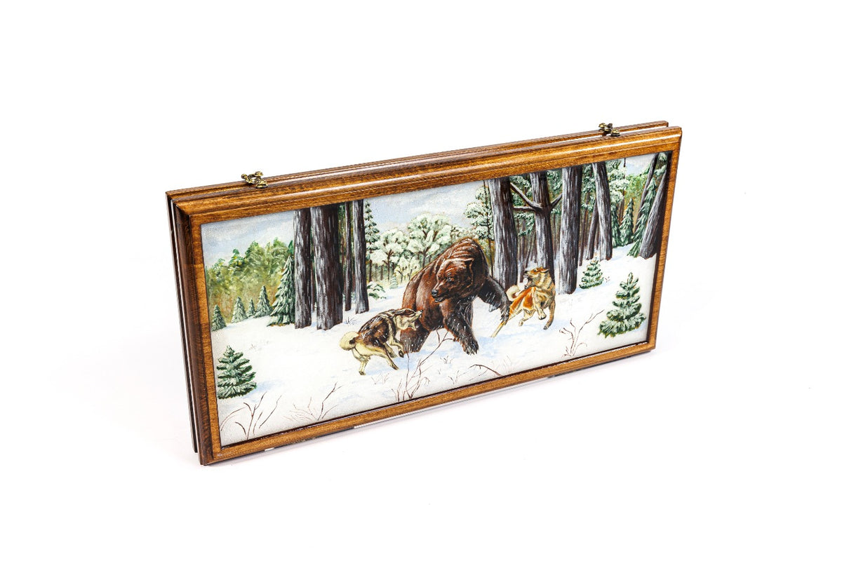 Handmade Wooden Backgammon Set with Oil Painting, 60 cm - photo 2