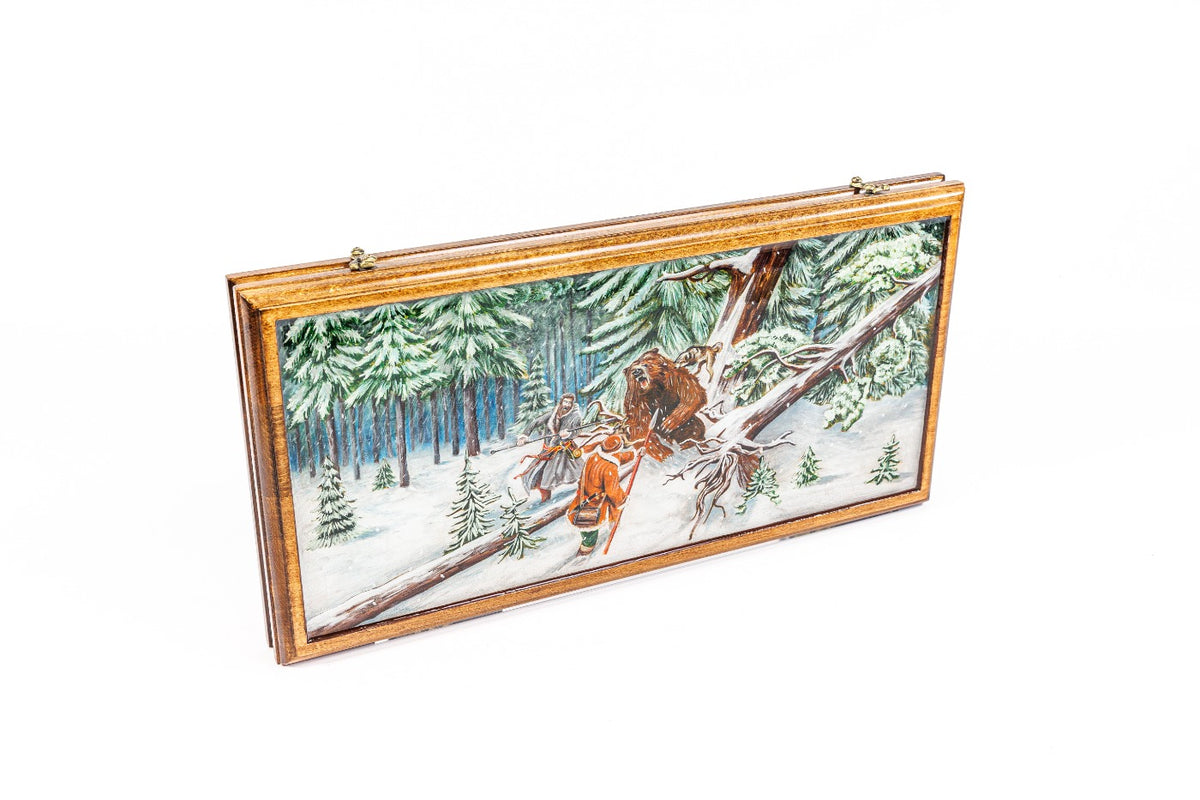Handmade Wooden Backgammon Set with Oil Painting, 60 cm - photo 7