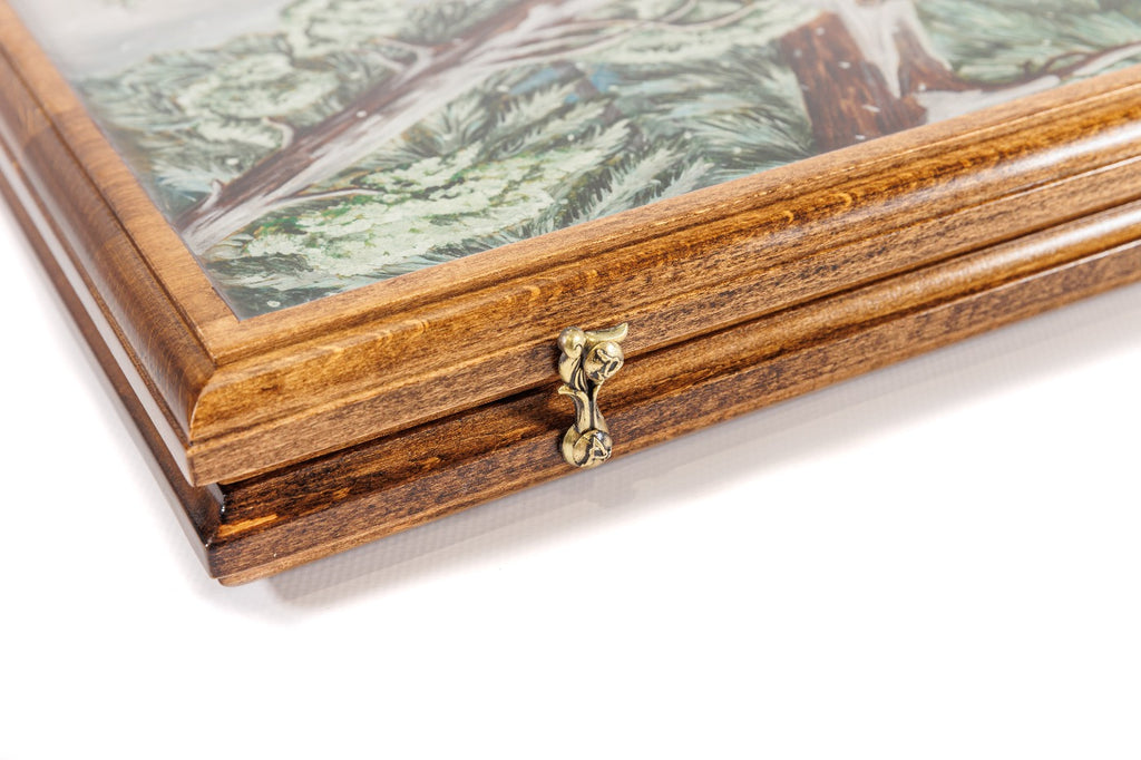Handmade Wooden Backgammon Set with Oil Painting, 60 cm - photo 11
