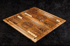Handmade Walnut Chess and Backgammon Set with Ornamental Braid Pattern and Epoxy Resin, 60 cm - photo 3