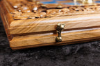 Handmade Walnut Chess and Backgammon Set with Ornamental Braid Pattern and Epoxy Resin, 60 cm - photo 9