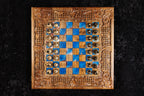 Handmade Walnut Chess and Backgammon Set with Ornamental Braid Pattern and Epoxy Resin, 60 cm - photo 11