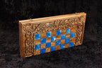 Handmade Walnut Chess and Backgammon Set with Ornamental Braid Pattern and Epoxy Resin, 60 cm - photo 6