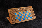Handmade Walnut Chess and Backgammon Set with Ornamental Braid Pattern and Epoxy Resin, 60 cm - photo 4