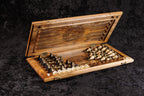 Handmade Walnut Chess and Backgammon Set with Ornamental Braid Pattern and Epoxy Resin, 60 cm - photo 5