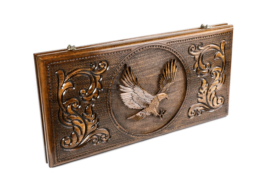 Handmade Wooden Backgammon Set with Eagle, 60 cm - photo 5