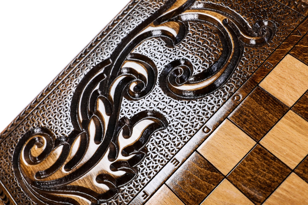 Handmade Wooden Backgammon Set with Eagle, 60 cm - photo 9