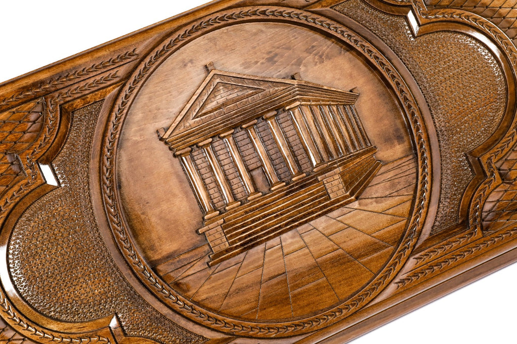 Handmade Wooden Two-Sided Backgammon Set with Garni Temple and Geghard Monastery, 60 cm - photo 2