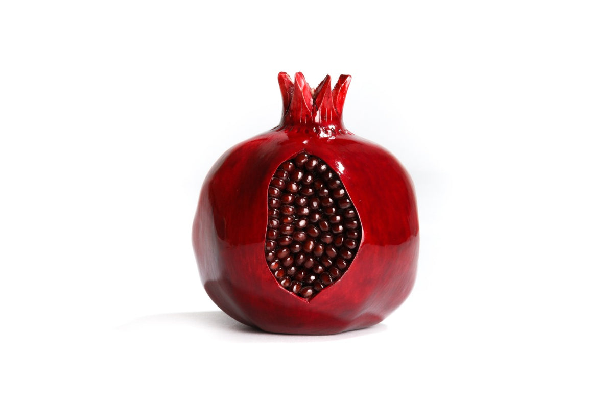 Handmade Wooden Pomegranate Decor, 14 cm