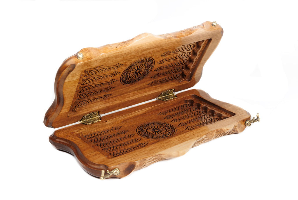 Handmade Walnut Backgammon Set with World Map and Ararat Outline, 30 cm - photo 5