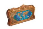 Handmade Walnut Backgammon Set with World Map and Ararat Outline, 30 cm - photo 6