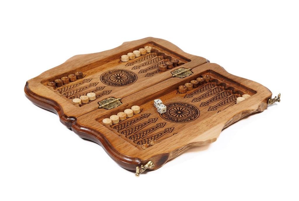 Handmade Walnut Backgammon Set with World Map and Ararat Outline, 30 cm - photo 3