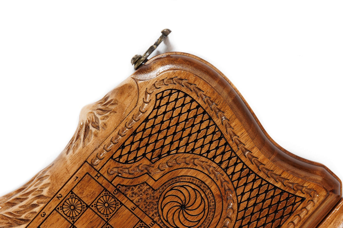 Handmade Walnut Backgammon Set with World Map and Ararat Outline, 30 cm - photo 9