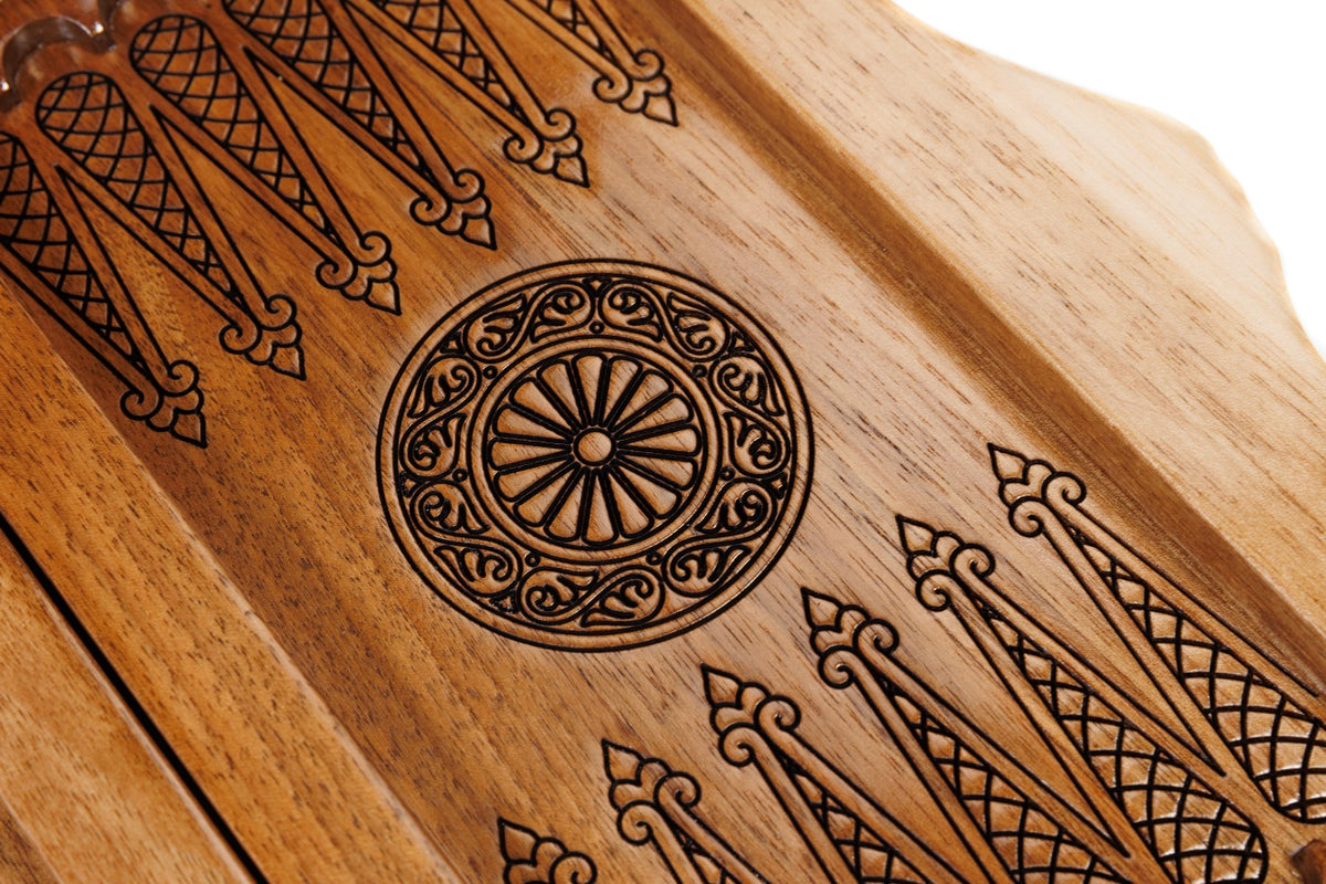 Handmade Walnut Backgammon Set with World Map and Ararat Outline, 30 cm - photo 11
