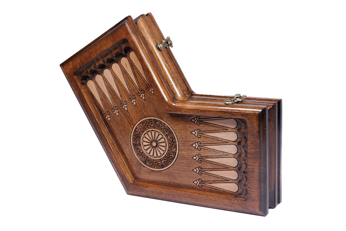 Handmade Wooden Backgammon Set for Three Players, 30 cm - photo 6