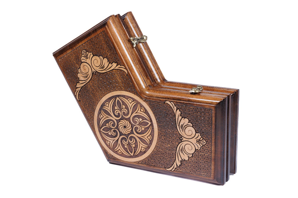 Handmade Wooden Backgammon Set for Three Players, 30 cm - photo 7