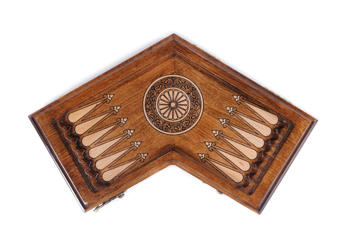 Handmade Wooden Backgammon Set for Three Players, 30 cm - photo 9